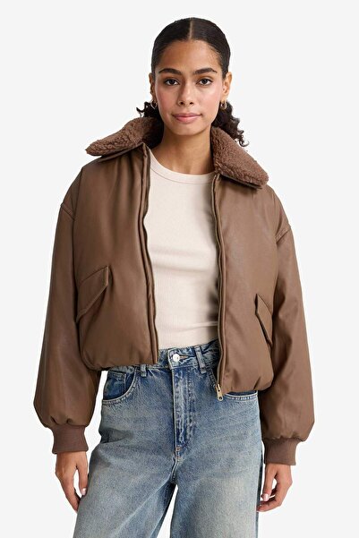 DeFacto Regular Fit Polo Yaka Suni Deri Mont F2813AX25WN