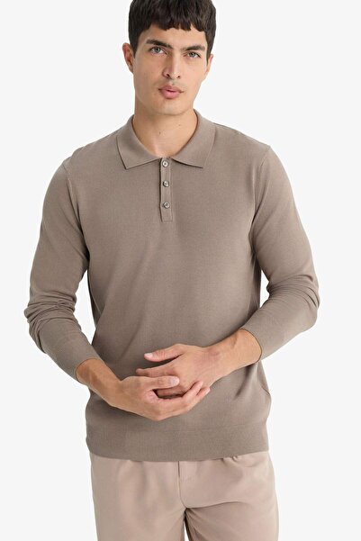 DeFacto Standard Fit Polo Neck Premium Buttoned Knitwear Sweater D0454Ax25Au