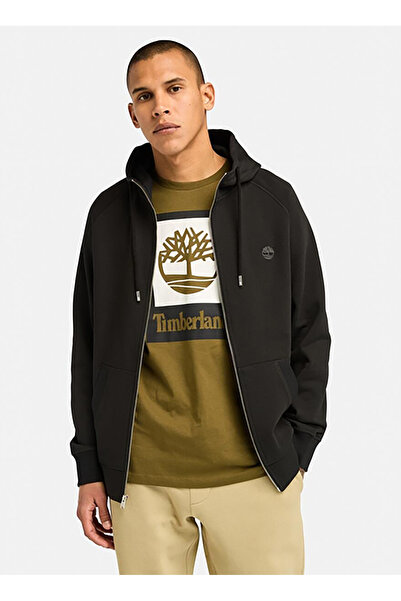 Timberland Men's Black Sweatshirt - Crew Neck, Regular Waist, Brushed B - Tb0...