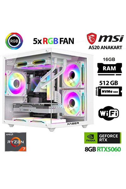 XASER Sword X60 Eko Ryzen 7 5700X 16GB Ram 512GB M.2 NVMe SSD 8GB RTX5060 Mas...