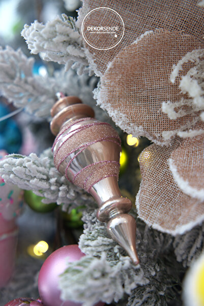 Dekorsende Χριστουγεννιάτικο Στολίδι Ασημένιο Ανεμόμυλος 3 Τεμάχια Μπάλα Ροζ 14 εκ.