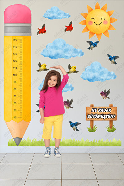 efekt reklam How Tall Have You Grown Mega Pen Height Chart Kindergarten-Nursery Children's Room Wall Adhesive Sticker Set