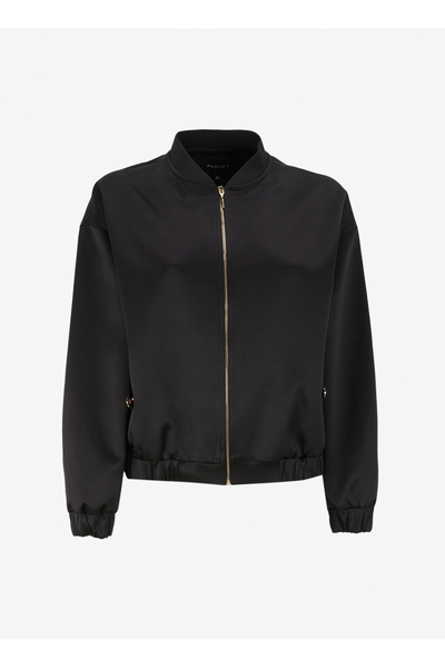 FABRIKA COMFORT Siyah Kadın Bomber Yaka Basic Mont FC4WL-MNT0056