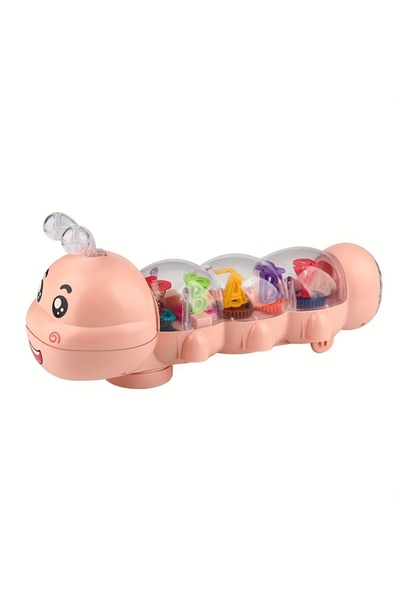 Choice Pink Cute caterpillar style baby crawling toy with lighting, music and automatic steering, letter an