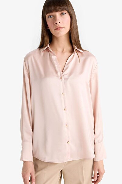 DeFacto Regular Fit Shirt Collar Satin Long Sleeve Shirt G1920Ax25Au