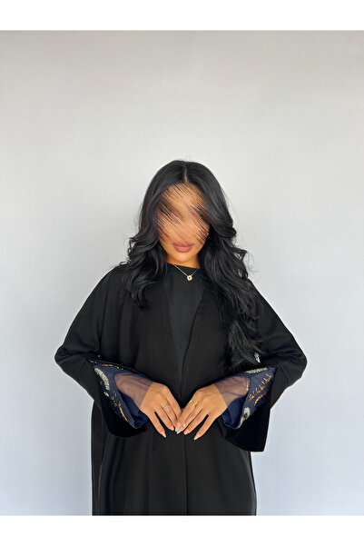 outline Embroidered abaya with triple sleeves in an elegant design