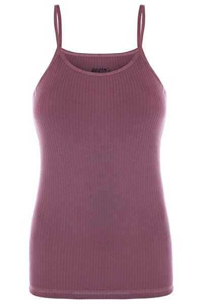 TOLIN Women's 100% Cotton Thin Rope Strap Ribbed Plum Undershirt 1238