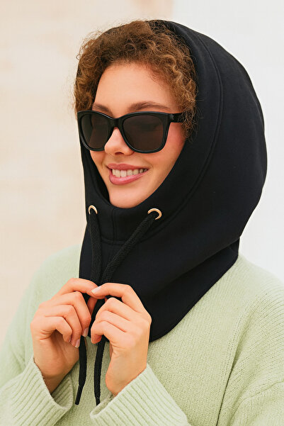 Homy Life Kışlık Üç İplik ve İçi Penye Astar Kapüşonlu Boyunluk | Rüzgar Geçirmez Balaklava | Kadın Şapka Bere