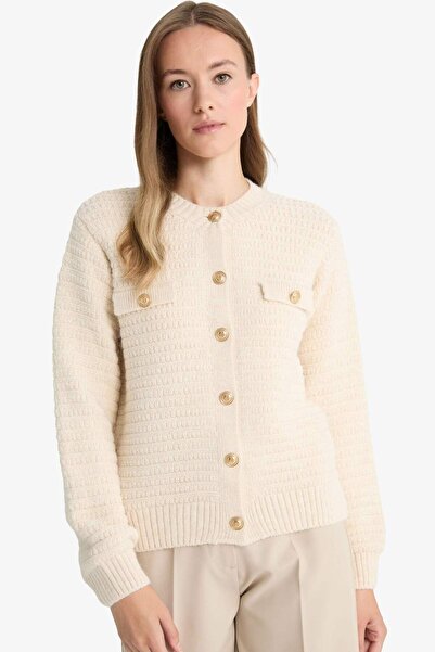 DeFacto Regular Fit Crew Neck Knitwear Cardigan F4080Ax25Wn