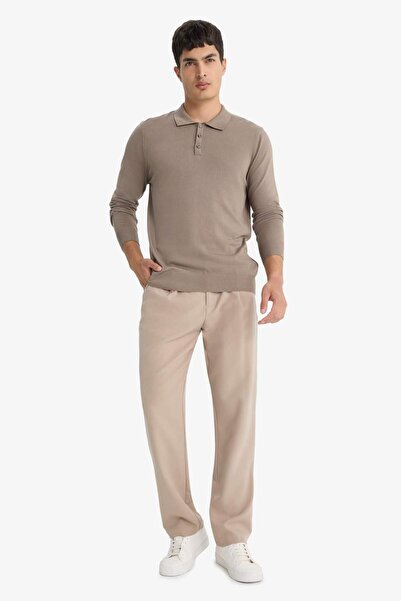 DeFacto Standard Fit Polo Neck Premium Buttoned Knitwear Sweater D0454Ax25Au