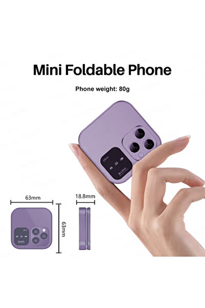 Choice هاتف محمول أرجواني SERVO 2024 صغير الحجم قابل للطي مع راديو FM واهتزاز وبطاقة SIM وشاشة صغيرة