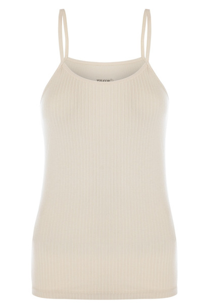 TOLIN Women's 100% Cotton Thin Rope Strap Ribbed Milk Brown Undershirt 1238