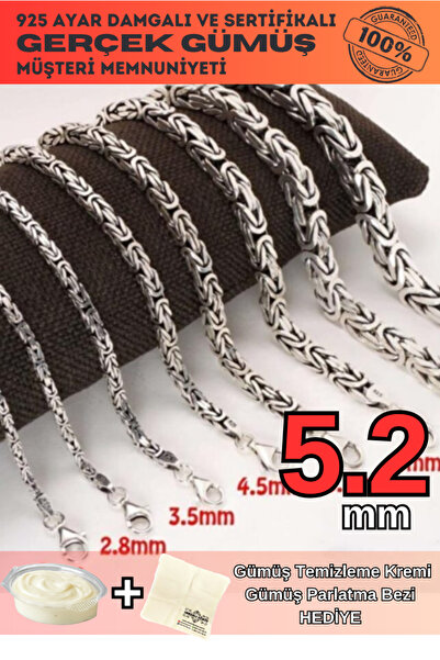 OSMANLI GÜMÜŞ 5.2mm Kare Model Erkek 925 Ayar Gümüş Kral Bileklik Künye 24954...