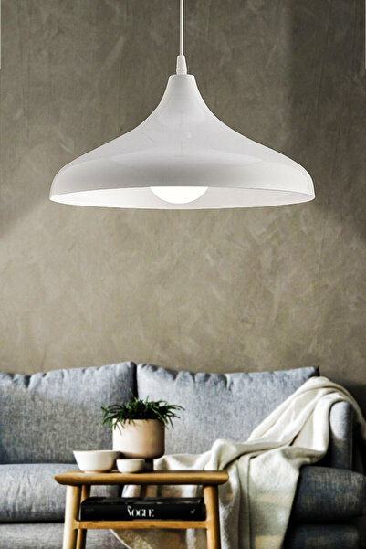 LUMINZO Kaizer Beyaz 36 Cm Modern Avize Sarkıt Rustik Mutfak Kuaför Cafe Lamba Dekoratif Aydınlatma