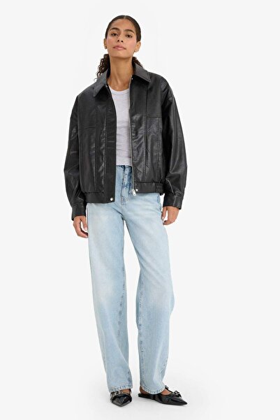 DeFacto Dad Fit Polo Yaka Suni Deri Mont F2911AX25WN