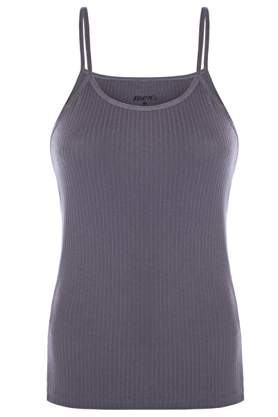 TOLIN Women's 100% Cotton Thin Rope Strap Ribbed Anthracite Undershirt 1238