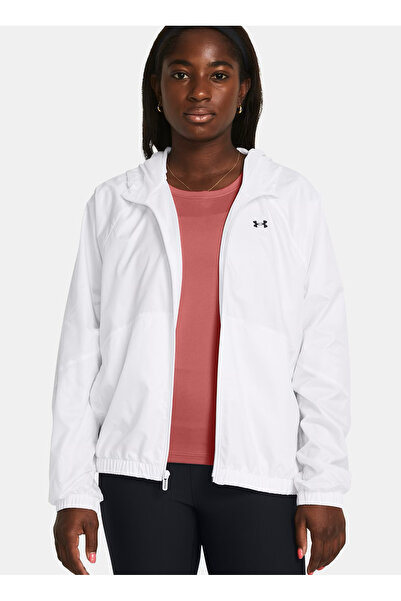 Under Armour Jachetă de vânt albă pentru femei 1382698-100 UA Rival Sport Win...