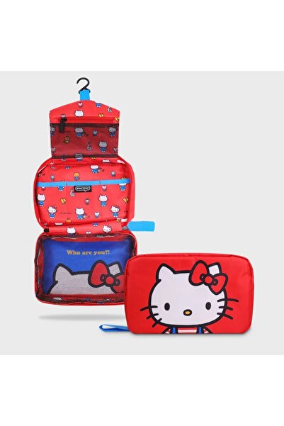 Choice 1 حقيبة تخزين مستحضرات التجميل القابلة للطي من Sanrio بسعة كبيرة وقابلة للتعليق على الحائط بتصميم Hello Kitty.