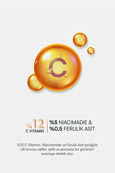 K K-CARE Cosmetics Vitamin C Serum - %12 C Vitamini %0,5 Ferulik Asit %5 Niacinamide - 30 ml