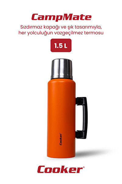 Cooker 1.5 Liter Double Layer Steel Thermos - 24 Hours Warm, 48 Hours Cold, with Handles