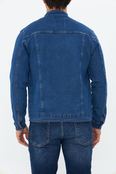 Oyga Erkek Slim Fit Fermuarlı Denim Kot Ceket