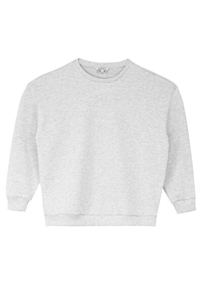 LİMON COMPANY Limon Bisiklet Yaka Düz Gri Melanj Kadın Sweatshırt ML4WL-SWT9011