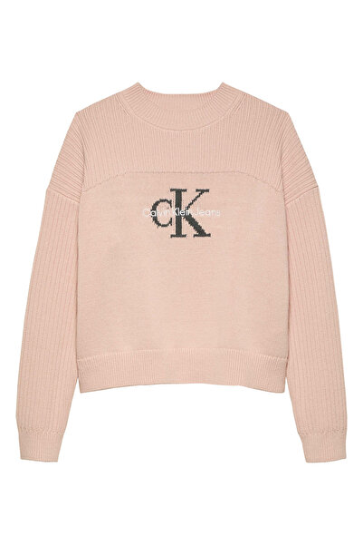 Calvin Klein Bisiklet Yaka Regular Fit Düz Pembe Kız Çocuk Kazak IG0IG02654TER