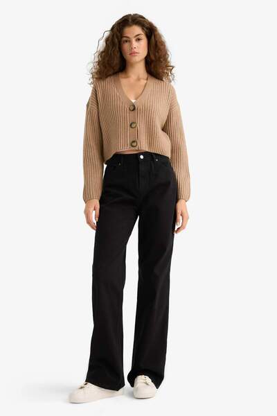 DeFacto Regular Fit V-Neck Buttoned Knitwear Cardigan R1389Az25Wn