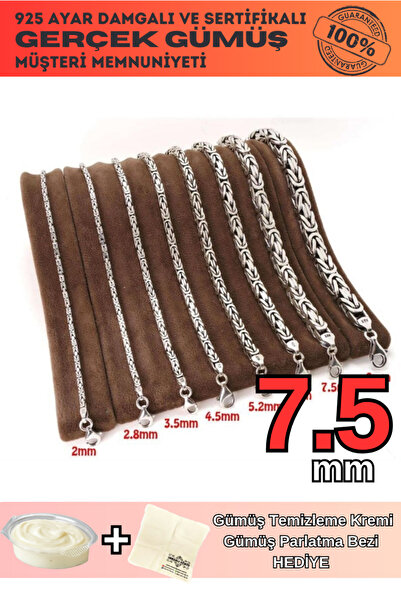 OSMANLI GÜMÜŞ 7.5mm Kare Model Erkek 925 Ayar Gümüş Kral Bileklik Künye 24954...