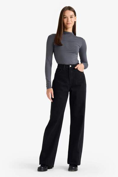 DeFacto Half Turtleneck Long Sleeve Snap Button Bodysuit F9242Ax25Au