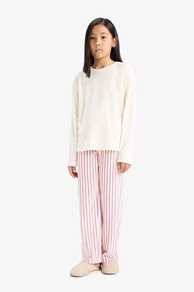 DeFacto Kız Çocuk Pijama Takımı Polar Uzun Kollu Üst Uzun Alt D1068A824WN