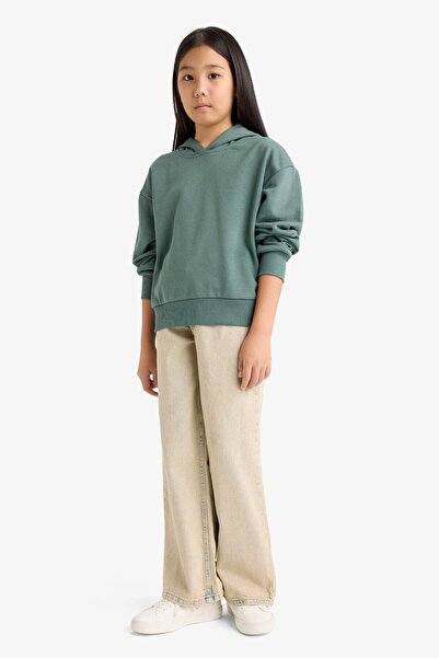 DeFacto Girl's Relax Fit Hooded Basic Plain Sweatshirt F0008A825Au