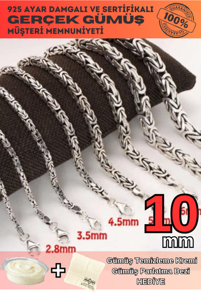 OSMANLI GÜMÜŞ 10mm Kare Model Erkek 925 Ayar Gümüş Kral Bileklik Künye 249540202