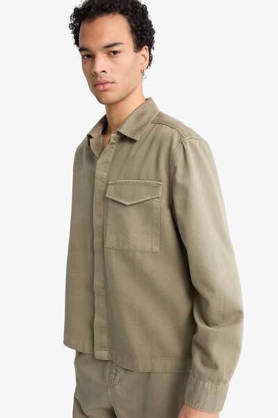 DeFacto Boxy Fit Polo Yaka Twill Uzun Kollu Gömlek F7124AX25AU