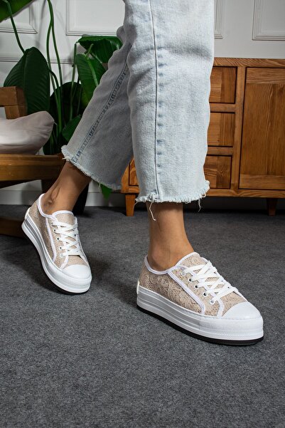 Seniorah Γυναικεία αθλητικά παπούτσια Matilda Beige Lace