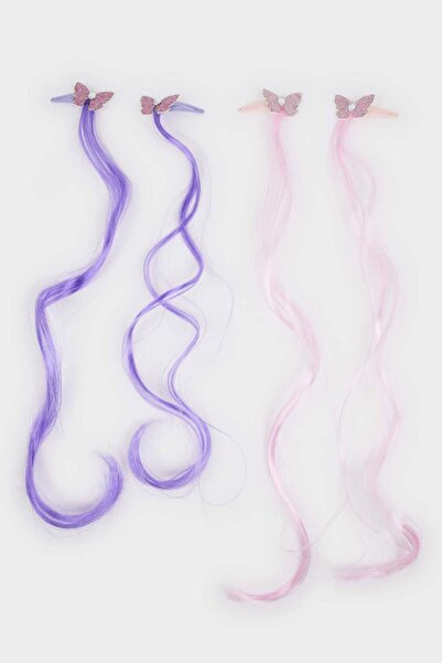 DeFacto Girl's 4-Piece Butterfly Colorful Hair Snap Clip Set F6875A8Ns
