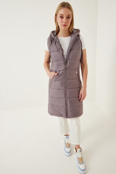 hazelin Жіночий довгий пуховик з капюшоном і підкладкою HZL22W-BD151401