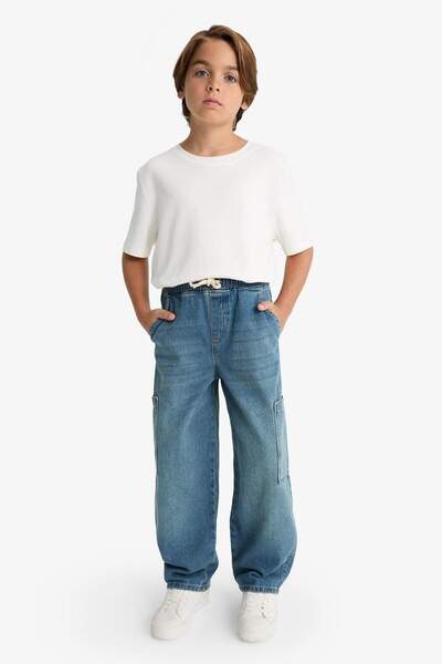 DeFacto Erkek Çocuk Barrel Fit Düz Paça Jean Pantolon G1652A825AU