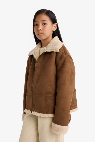 DeFacto Детско палто с качулка и цип E7965A825AU