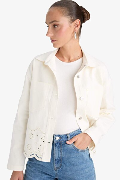 DeFacto Regular Fit Gömlek Yaka Gabardin Brode Ceket F9466AX25SM