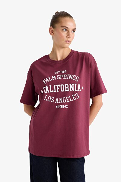 DeFacto Übergroßes, weit geschnittenes T-Shirt mit Rundhalsausschnitt und bedruckten kurzen Ärmeln G1881AX25AU