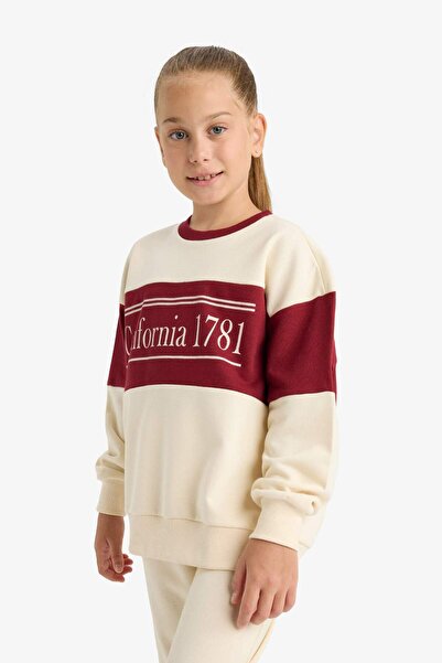 DeFacto Kız Çocuk 2'li Takım Baskılı Sweatshirt Eşofman Altı E6418A825AU