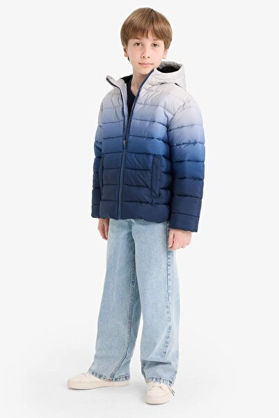 DeFacto Boy's Waterproof Hooded Fleece Lined Zippered Puffer Jacket E9345A825Wn