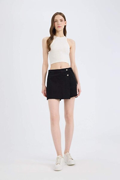 DeFacto Yüksek Bel Jean Şort Etek E0561AX25SM