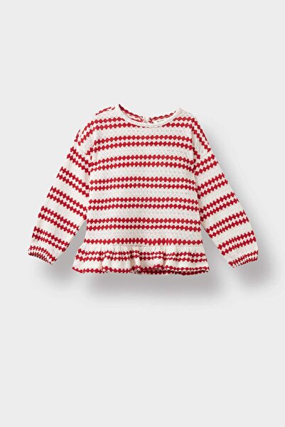 DeFacto Kız Bebek Bisiklet Yaka Çizgili Sweatshirt G1384A525AU