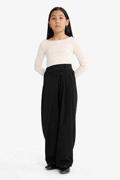 DeFacto Girl's Baggy Fit Wide Leg Gabardine Trousers G1622A825Au