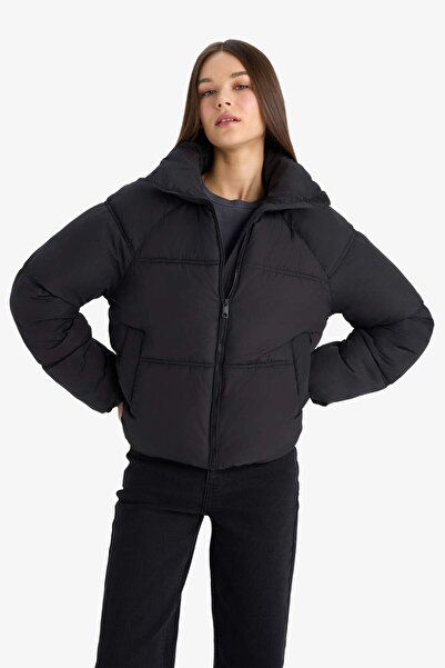 DeFacto Su Geçirmez Regular Fit Dik Yaka Fermuarlı Şişme Mont E8690AX25AU