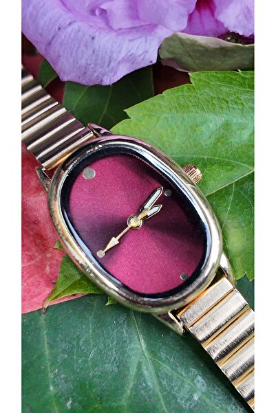 Melinora Arven Sera Oval Red Dial Gold Metal Band Women's Wristwatch