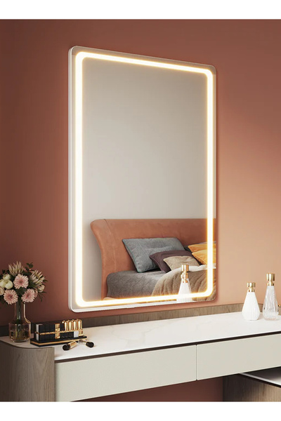 Taimi Wall Mirror 60x40cm-Elegant Design Mirror with 3-Front and Back Light Levels for Makeup,Decor