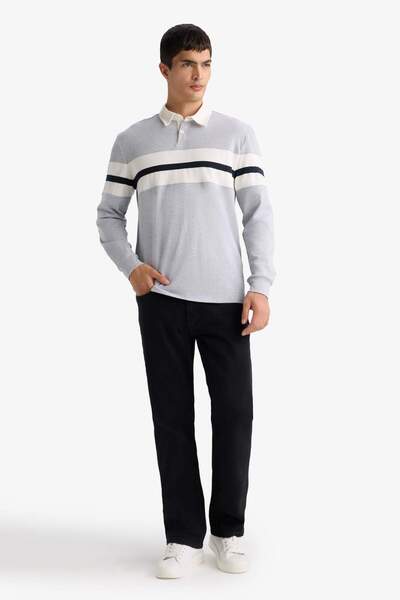 DeFacto Regular Fit Polo Neck Long Sleeve T-Shirt E9382Ax25Au
